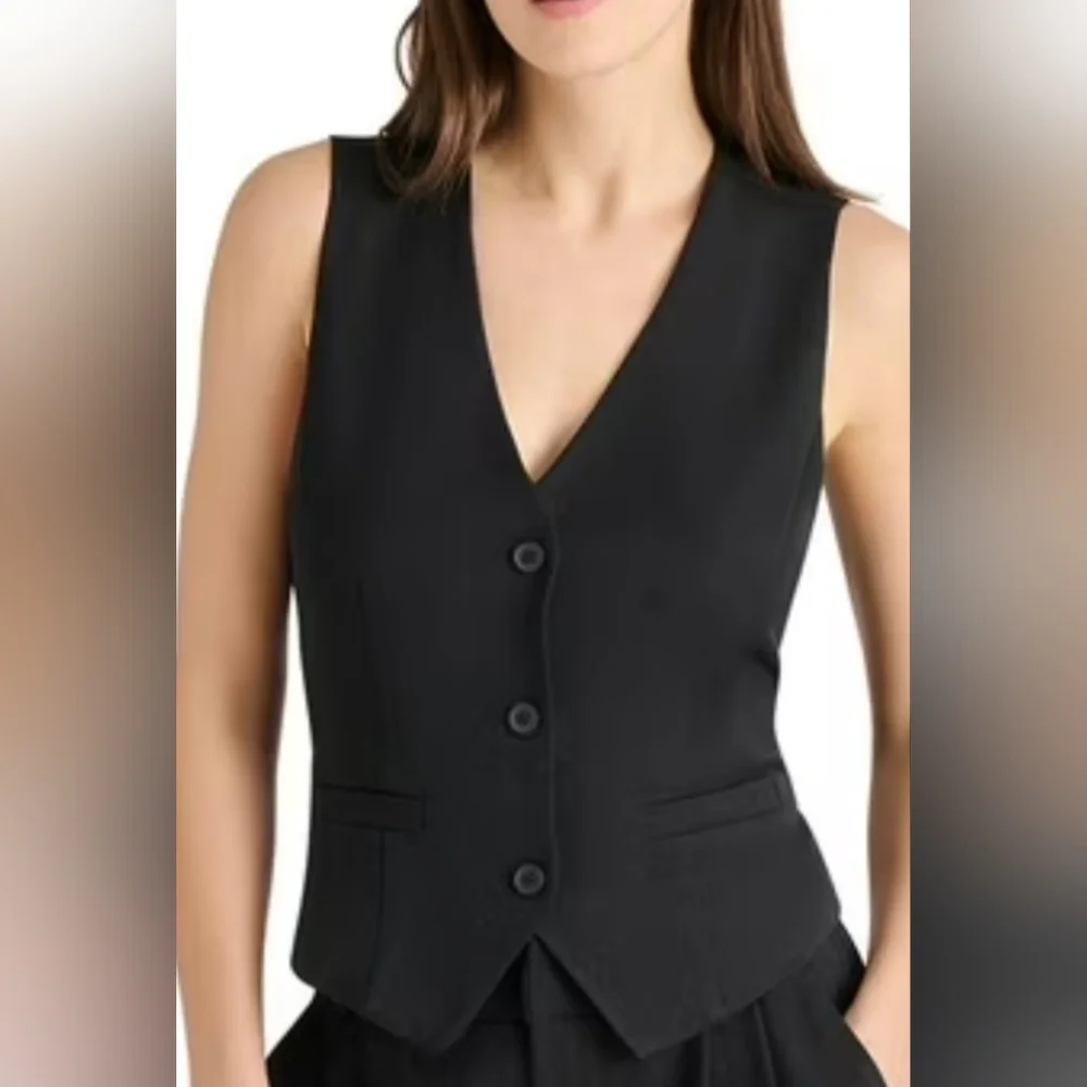 NWT Steve Madden Black Tailored Button-Front Vest Size Medium - Picture 1 of 6